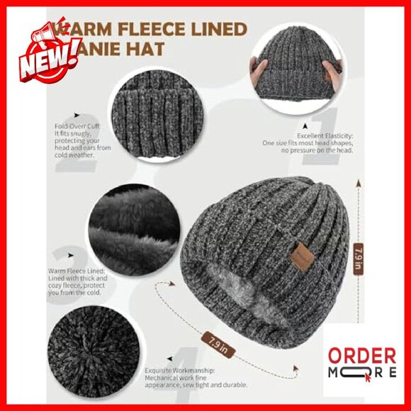 Winter 4-Piece Set: Fleece-Lined Beanie, Scarf, Gloves, Headband main image 4
